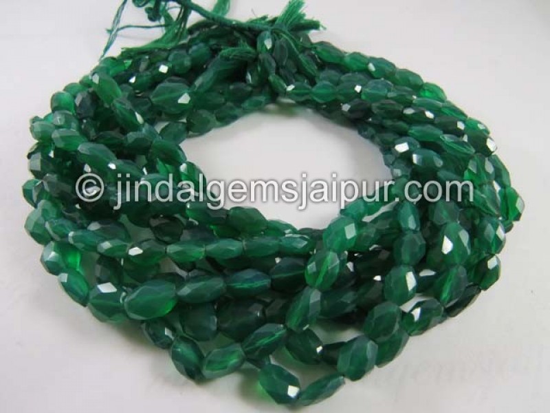 Green Onyx Faceted Oval Shape Beads